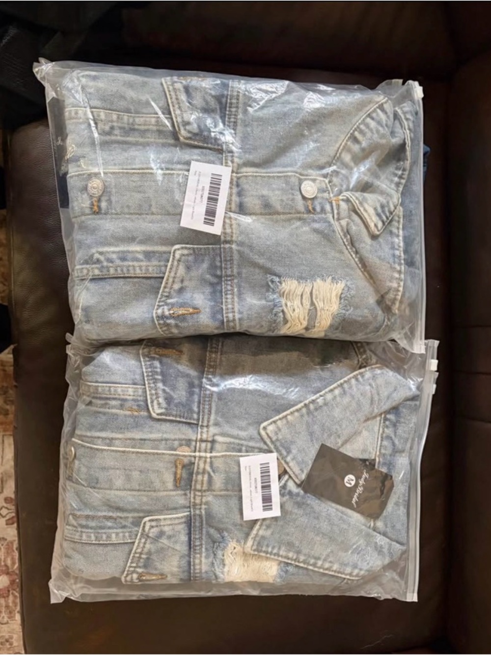 Light Blue Distressed  Denim Jeans Jacket - Unbranded